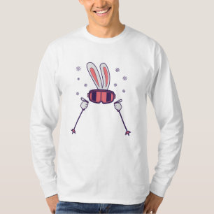 Skiing Rabbit with ski poles and ski goggles T-Shirt