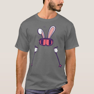Skiing Rabbit with Ski Poles and Ski Goggles T-Shirt