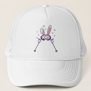 Skiing Rabbit with ski poles and ski goggles Trucker Hat