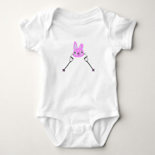 Skiing Rabbit with ski poles Baby Bodysuit