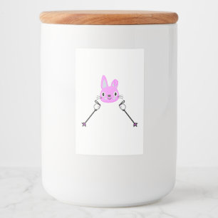 Skiing Rabbit with ski poles Food Label