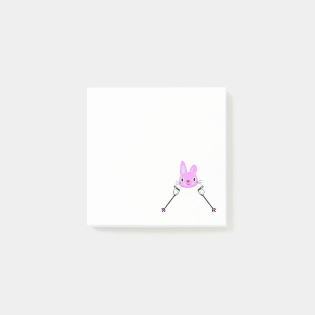 Skiing Rabbit with ski poles Post-it Notes (Front)