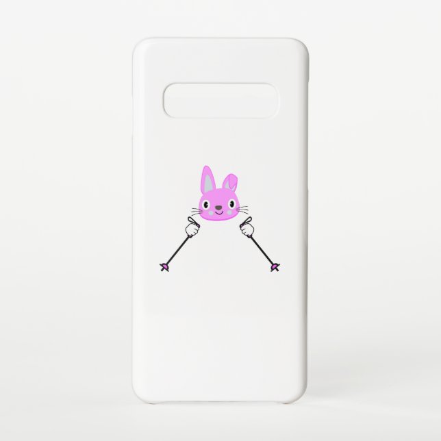 Skiing Rabbit with ski poles Samsung Galaxy Case (Back)