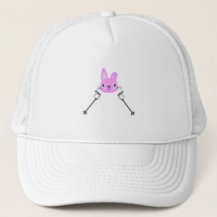 Skiing Rabbit with ski poles Trucker Hat