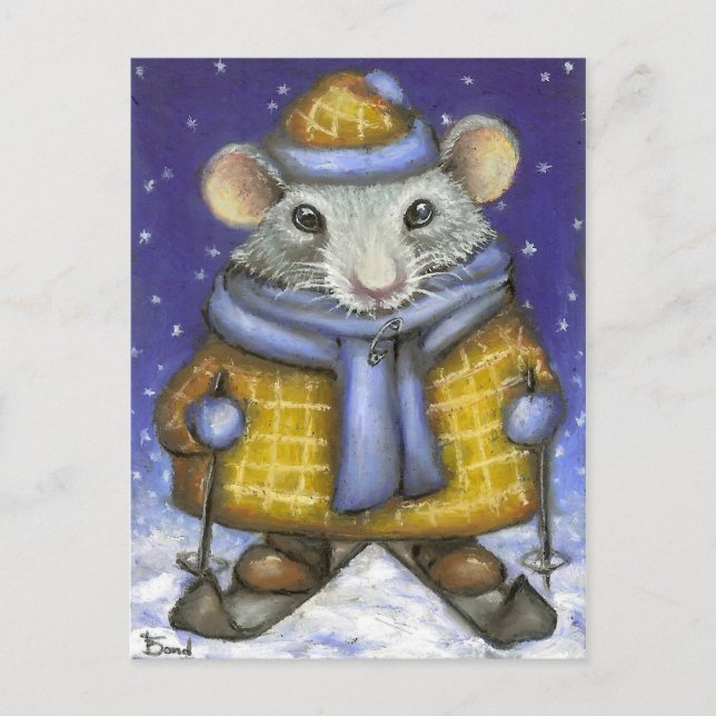 Skiing Rat Postcard (Front)