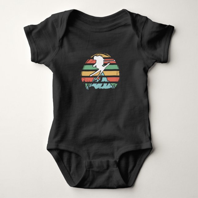 Skiing Retro Baby Bodysuit (Front)