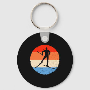 Skiing Retro Cross Country Skier  Keychain