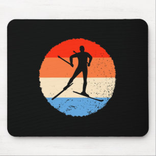 Skiing Retro Cross Country Skier Mouse Pad