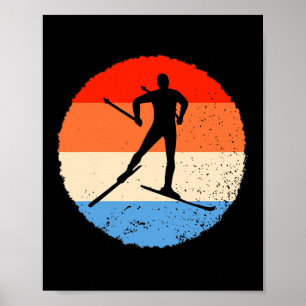 Skiing Retro Cross Country Skier Poster