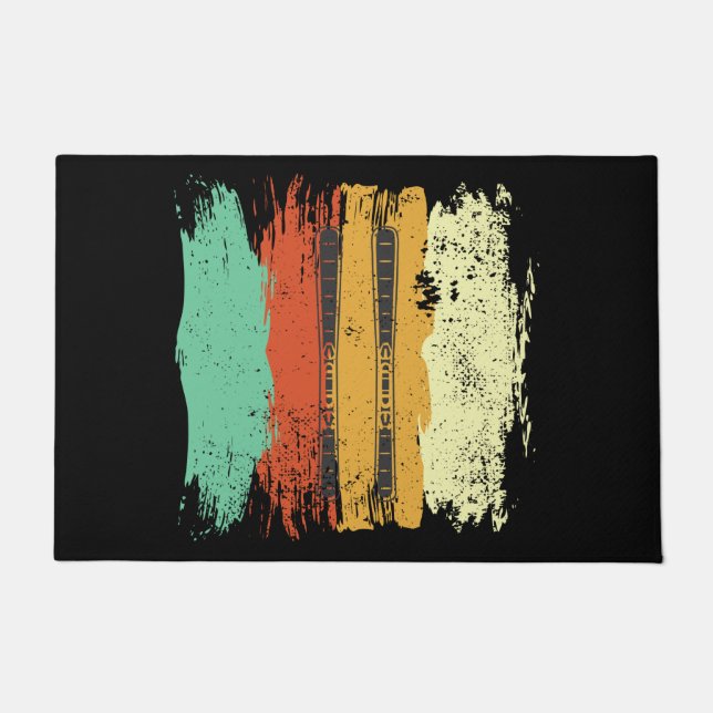 Skiing Retro Ski Doormat (Front)