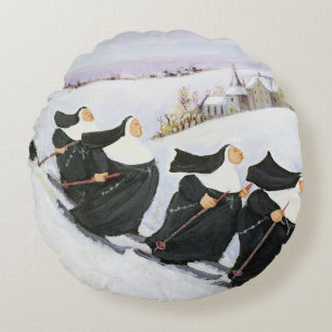 Skiing Round Pillow