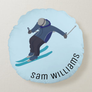 Skiing Round Pillow