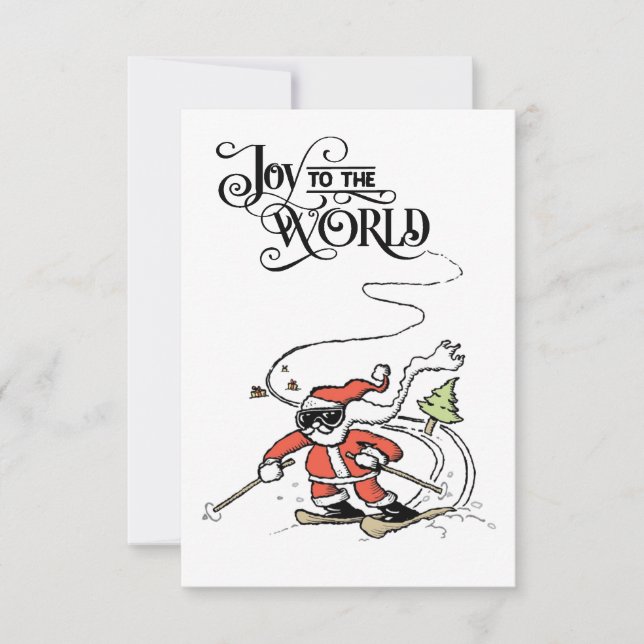 Skiing Santa Christmas Card (Front)