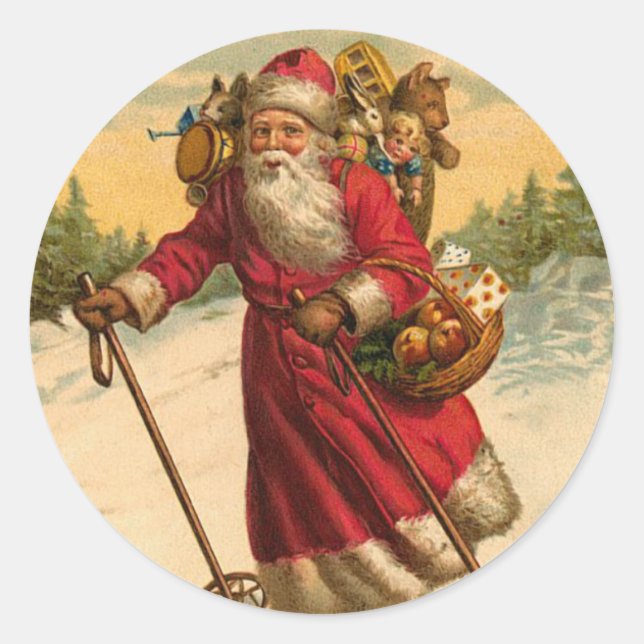 Skiing Santa Christmas sticker (Front)