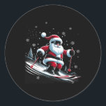 Skiing Santa Claus Christmas Ski Winter Sport X-ma Classic Round Sticker<br><div class="desc">Skiing Santa Claus Christmas Ski Winter Sport X-mas Skier</div>