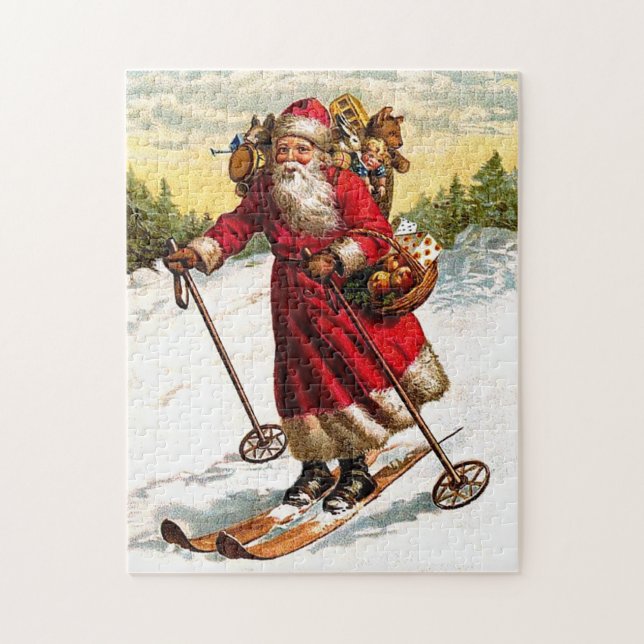 Skiing Santa Claus Jigsaw Puzzle (Vertical)