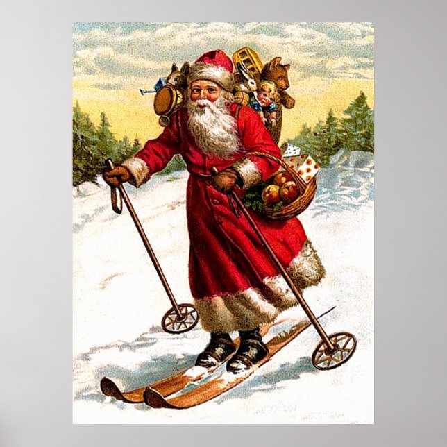 Skiing Santa Claus Poster (Front)