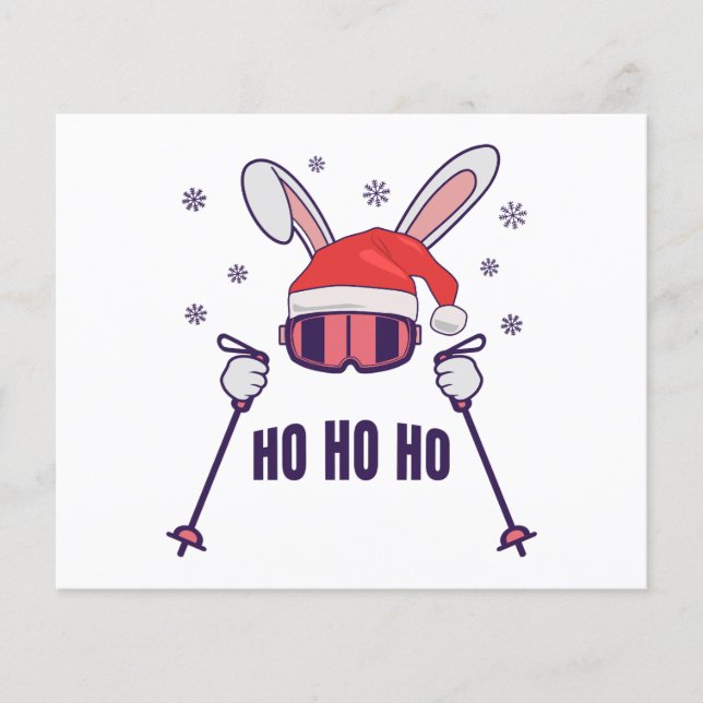 Skiing Santa Rabbit with Santa Hat and ski poles S (Front)
