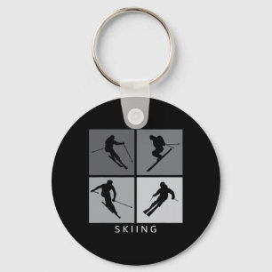 Skiing Silhouette Alpine Skier Winter Sports  Keychain