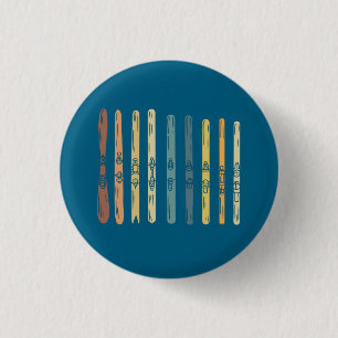Skiing Ski Boards Gift 1 Inch Round Button