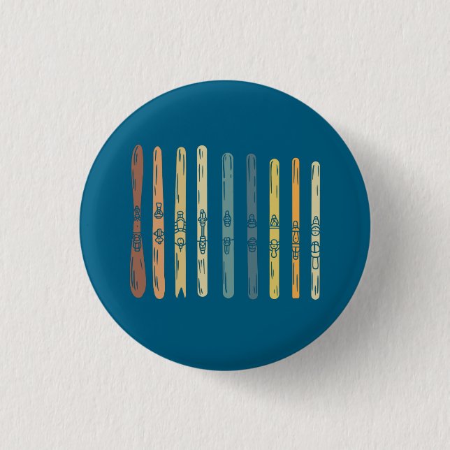 Skiing Ski Boards Gift 1 Inch Round Button (Front)