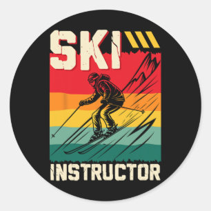 Skiing Ski Instructor Ski Slope Funny Trainer _1 Classic Round Sticker