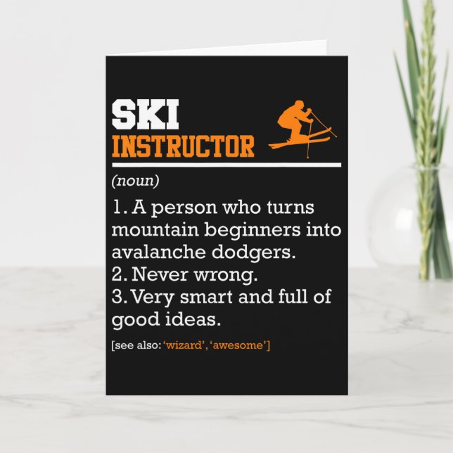Skiing Ski Instructor Ski Slope Funny Trainer  Card (Front)