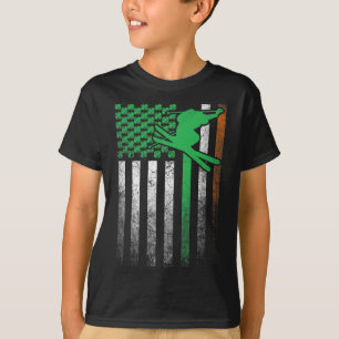 Skiing Ski Irish American Flag St. Patrick's Day S T-Shirt