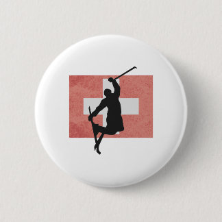 Skiing Ski Jump Switzerland Swiss Flag Winter Spor 2 Inch Round Button