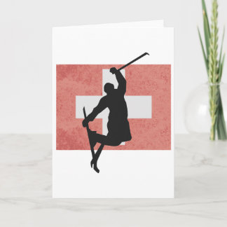 Skiing Ski Jump Switzerland Swiss Flag Winter Spor Card