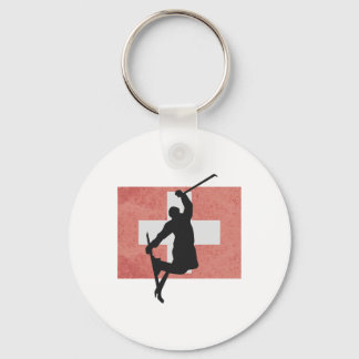 Skiing Ski Jump Switzerland Swiss Flag Winter Spor Keychain