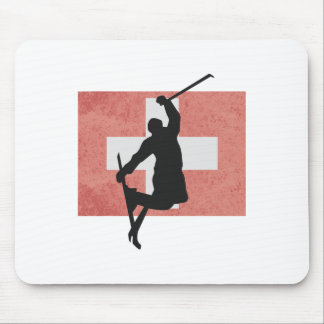 Skiing Ski Jump Switzerland Swiss Flag Winter Spor Mouse Pad