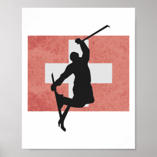 Skiing Ski Jump Switzerland Swiss Flag Winter Spor Poster