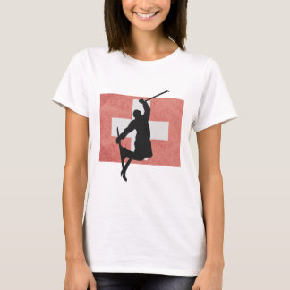 Skiing Ski Jump Switzerland Swiss Flag Winter Spor T-Shirt