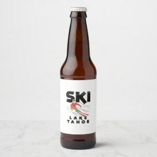 Skiing - Ski Lake Tahoe Beer Bottle Label