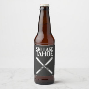 Skiing - Ski Lake Tahoe  Beer Bottle Label