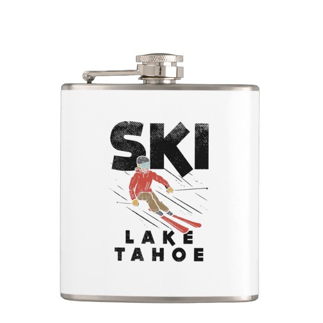 Skiing - Ski Lake Tahoe Hip Flask (Front)