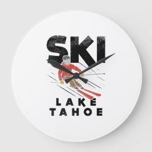 Skiing - Ski Lake Tahoe Large Clock