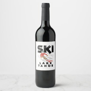 Skiing - Ski Lake Tahoe Wine Label