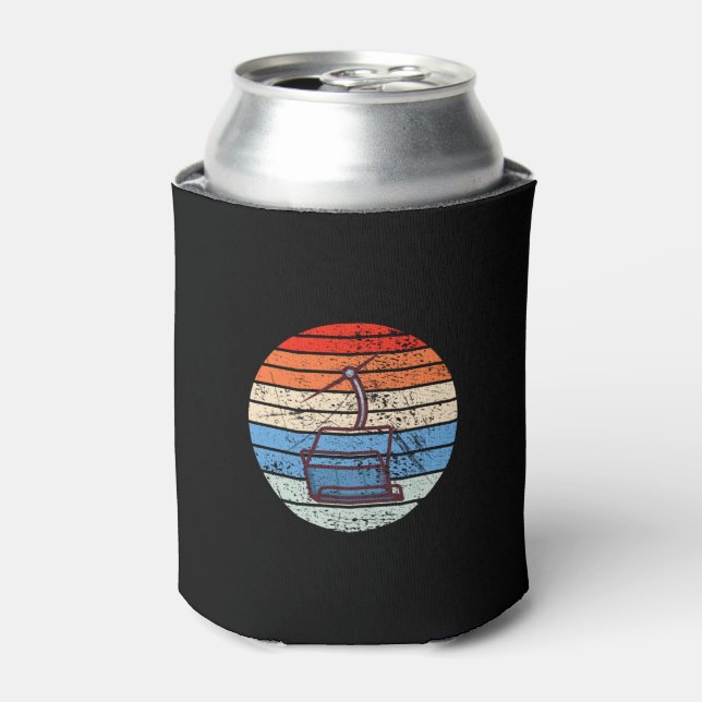 Skiing Ski Lift Retro Can Cooler (Can Front)