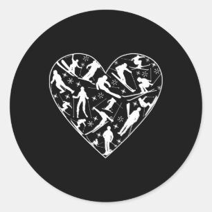 Skiing Ski Lover Classic Round Sticker
