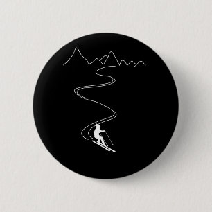Skiing Ski Minimalist Skiing In The Mountains 2 Inch Round Button
