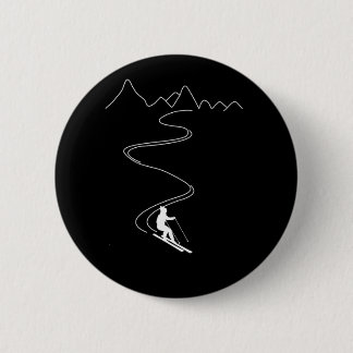 Skiing Ski Minimalist Skiing In The Mountains  2 Inch Round Button