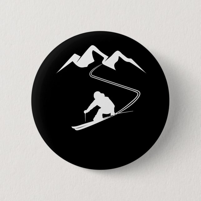 Skiing Ski Minimalist Skiing In The Mountains  2 Inch Round Button (Front)