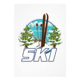 Skiing, ski poster logo.