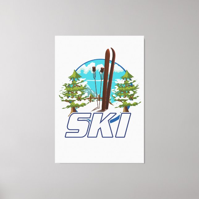 Skiing, ski poster logo. canvas print (Front)