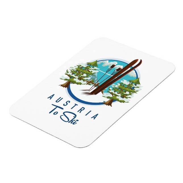 Skiing, ski poster logo. magnet (Left Side)