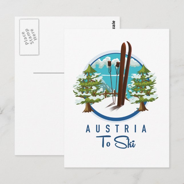 Skiing, ski poster logo. postcard (Front/Back)