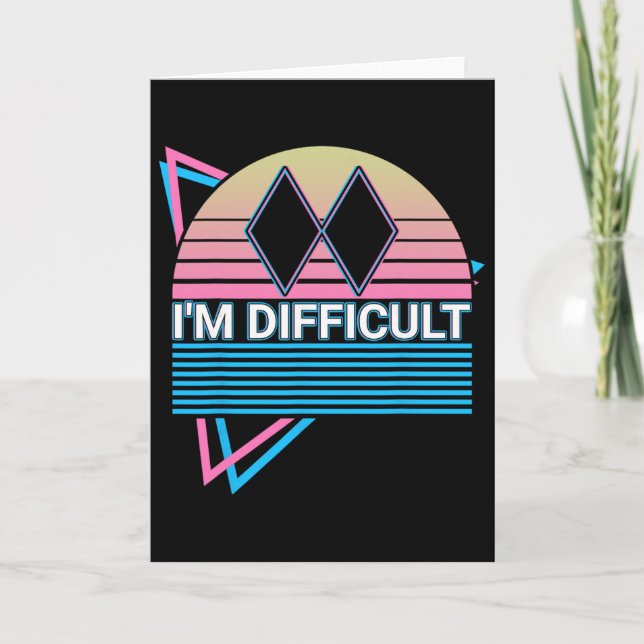 Skiing Ski Retro I'm Difficult  Card (Front)
