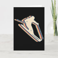 Skiing Ski Skier Retro Line Art 